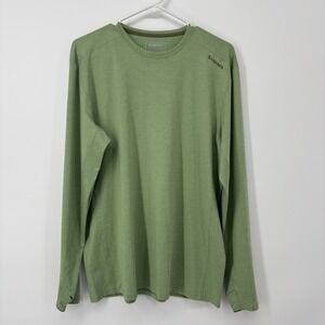 Simms SolarFlex Shirt Green Mens Medium Long Sleeve UPF 50 Sun Fishing Outdoor